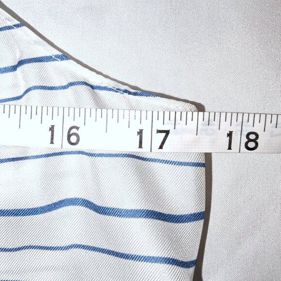 Theory | 100% Silk Striped Scoop Neck Tank Top In Blue & White | Size XS - Picture 9 of 10